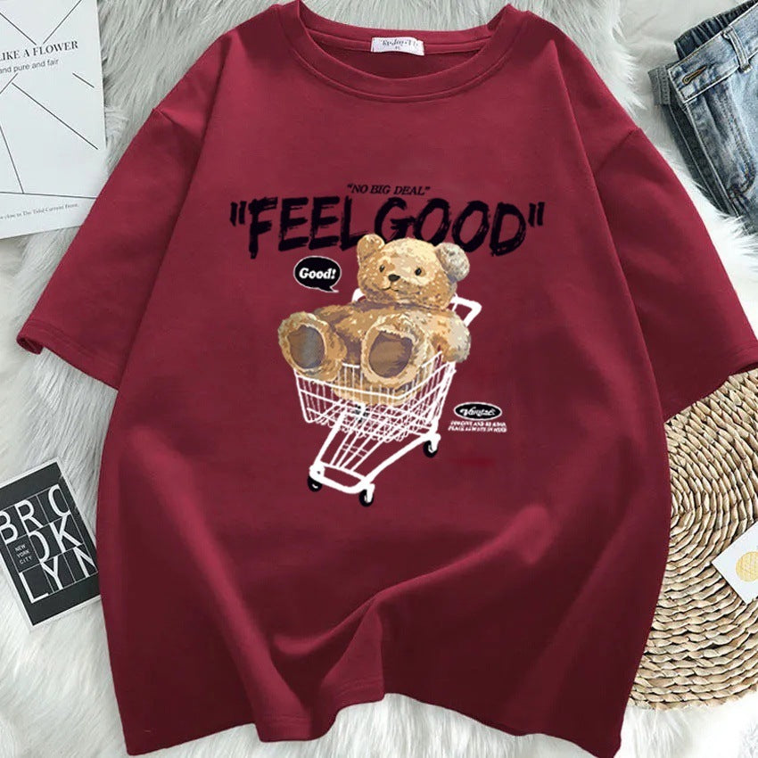Cartoon Bear Short-sleeved T-shirt Women's Loose Top