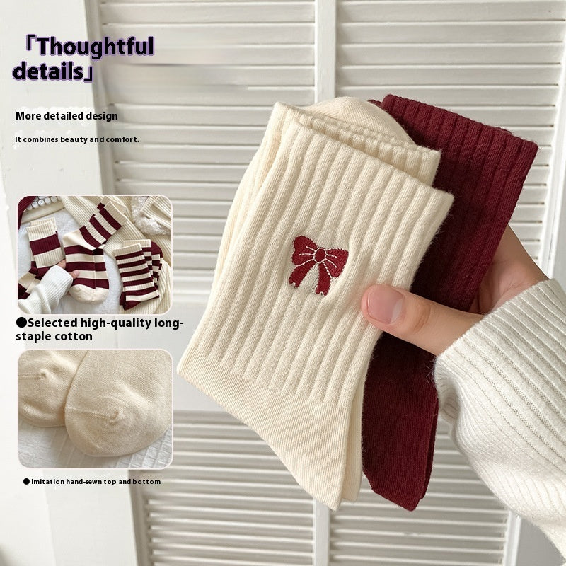 Korean Style Good-looking Sweat-absorbent Angola Red Socks