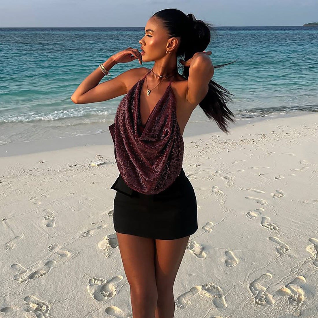 Backless Lace-Up Top