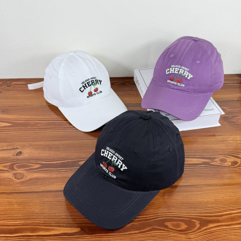 Cute Cartoon Embroidery Cherry Baseball Cap For Women