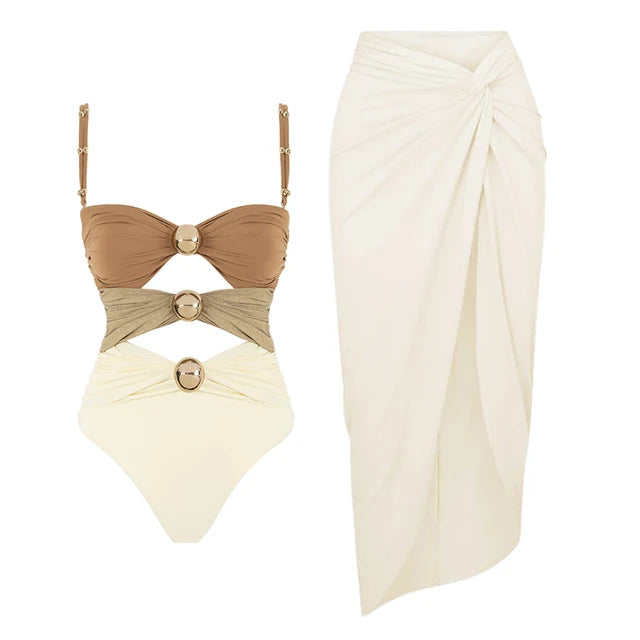 Two Piece Swimsuit & Sarong Set