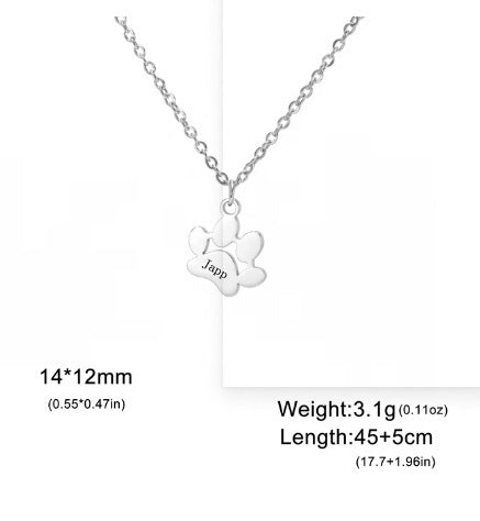 New fashion trend, no fading, cute smooth surface cat paw titanium steel necklace, men's and women's universal engraved cross chain