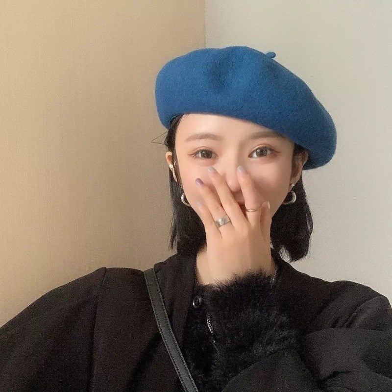 Wool Beret Girls' Japanese Style Artistic Vintage Painter Hat