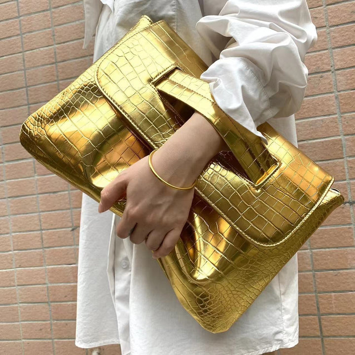 Chic Croc Texture Clutch Bag