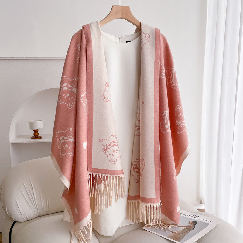 Warm Scarf Fashionable Outerwear Sweet Cute Double-sided Shawl
