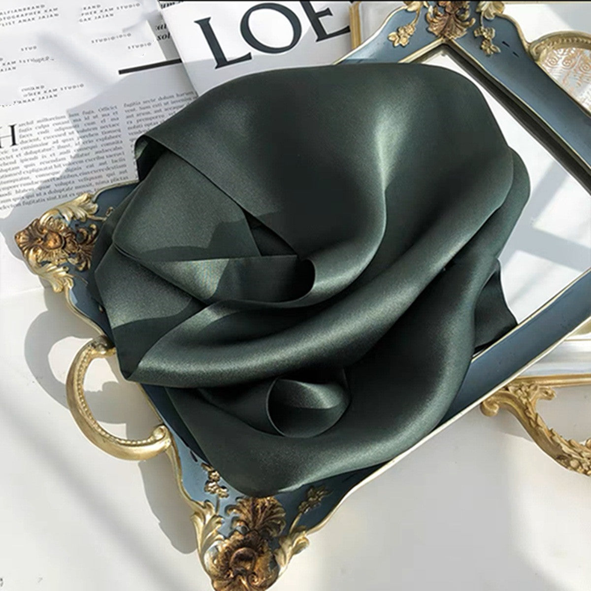 Fashion Women's Monochrome Double-layer Ribbon Scarf