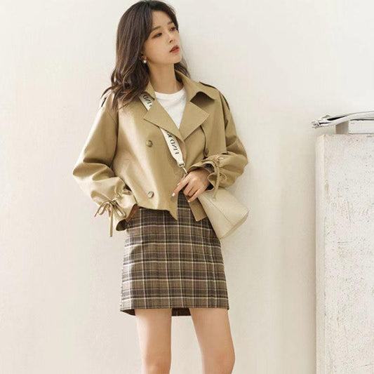 Korean Style Loose Fried Street Short Suit Trench Coat
