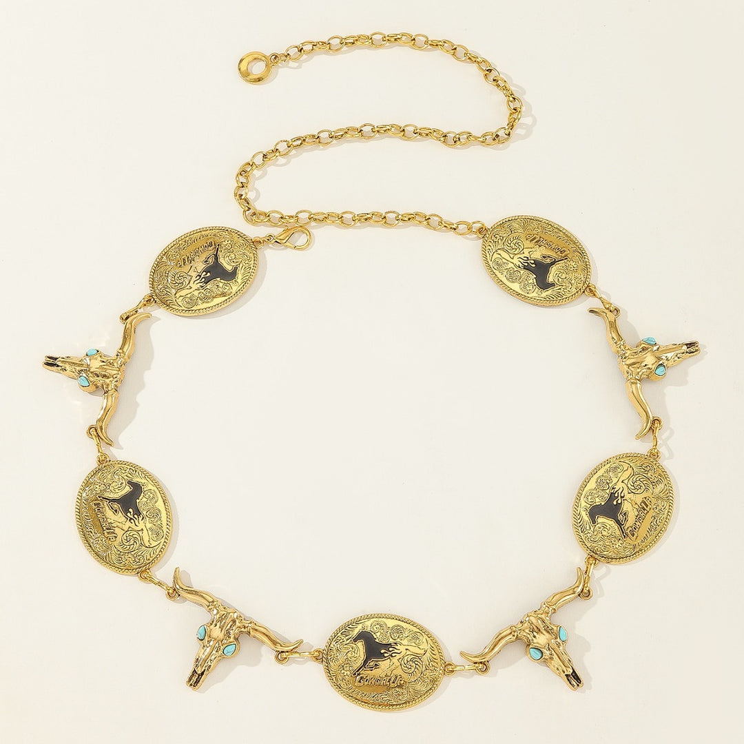 Personality Totem Pattern Waist Chain Retro Style Pendant Belt