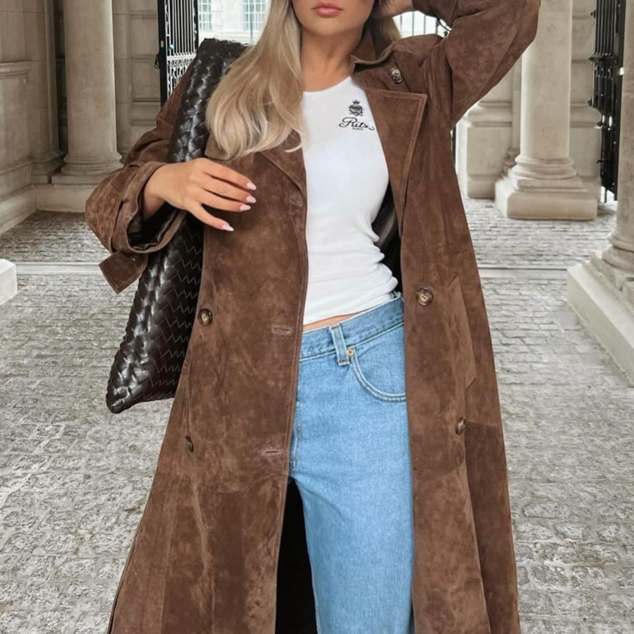 Street Chic Flip Collar Belted Jacket