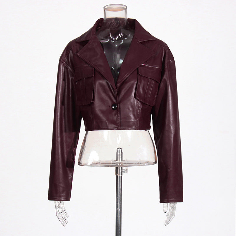 European and American biker-style short outerwear with large lapels
