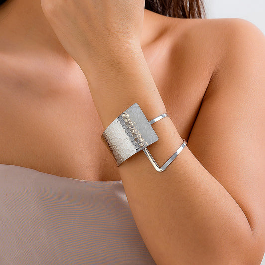 Geometric Ripple Cuff Bracelet