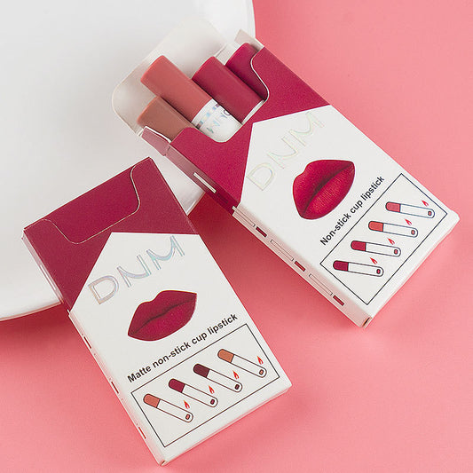 4-Piece Matte Lipstick Set, Non Stick, Slim Design