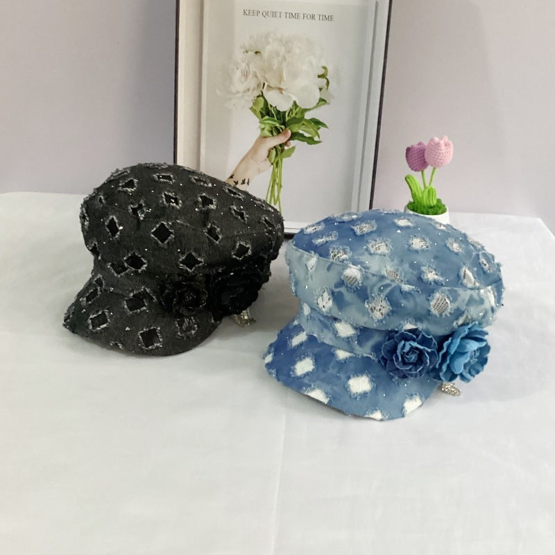 Octagonal Cap Hole Denim Hat