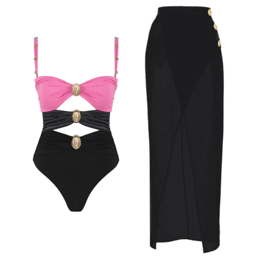 Two Piece Swimsuit & Sarong Set