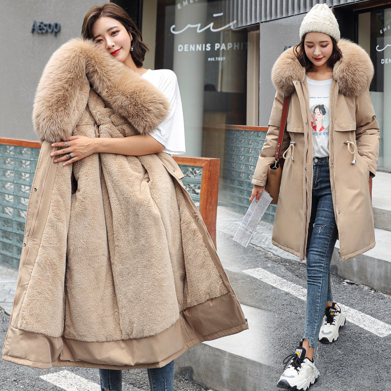 Medium Long Length Big Fake Fur Collar Jacket