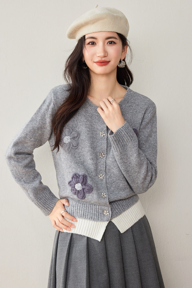 Casual Flower Design Cardigan