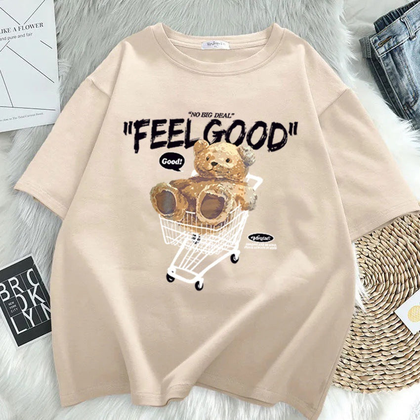 Cartoon Bear Short-sleeved T-shirt Women's Loose Top