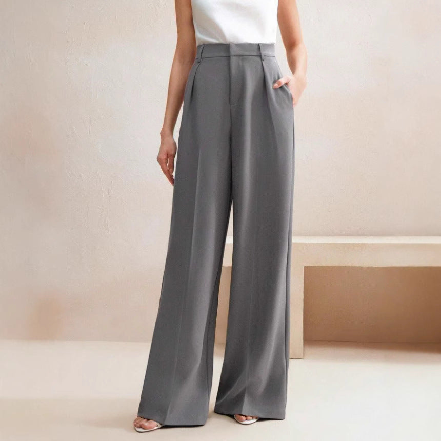 Women's Slimming Casual Draping Suit Pants Loose High Waist Wide Leg Trousers