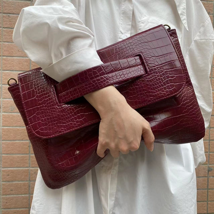 Chic Croc Texture Clutch Bag