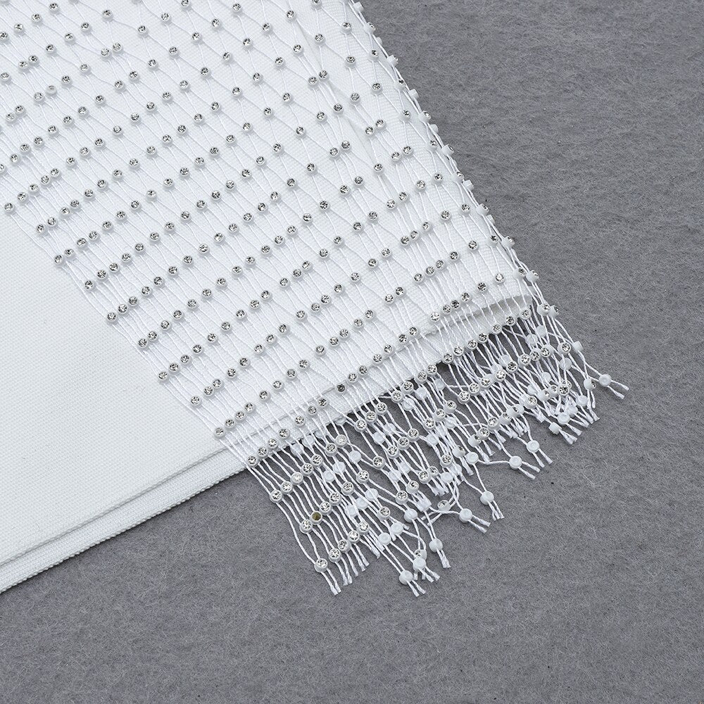 Elegant white lace bandage cocktail dress