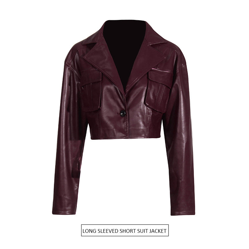 European and American biker-style short outerwear with large lapels