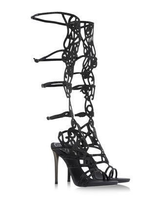 Suede hot diamond laser hollowed Roman sandals