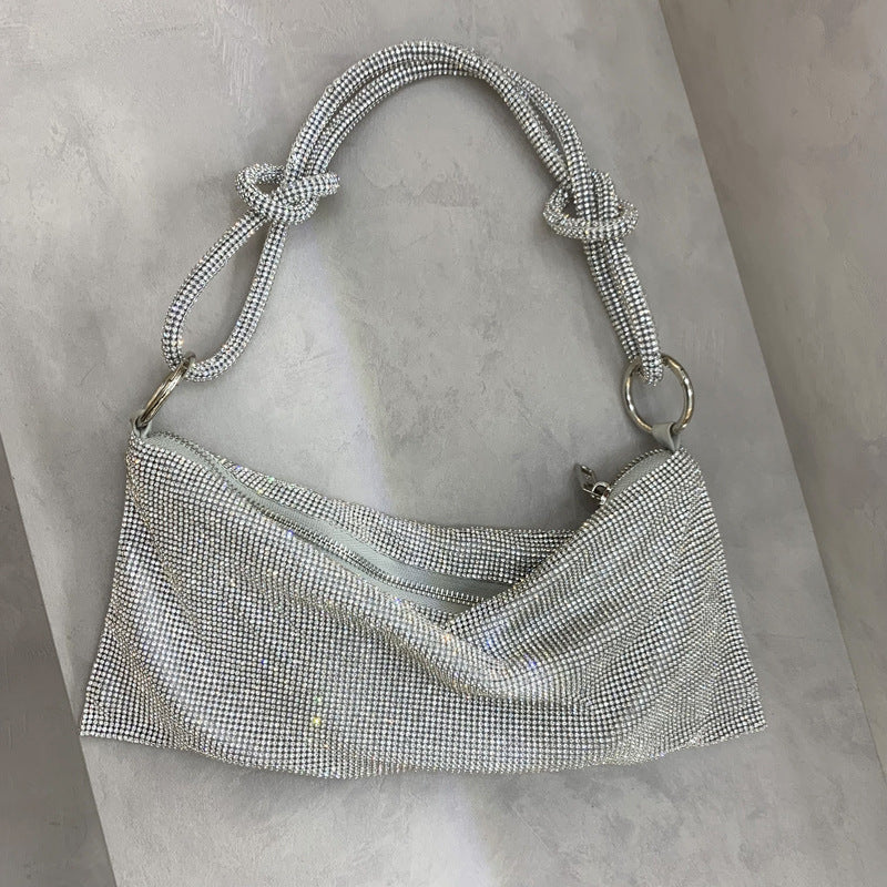 2mm New Women's Bag Rhinestone Bag With Diamonds One Shoulder Portable Diamond Underarm Bag