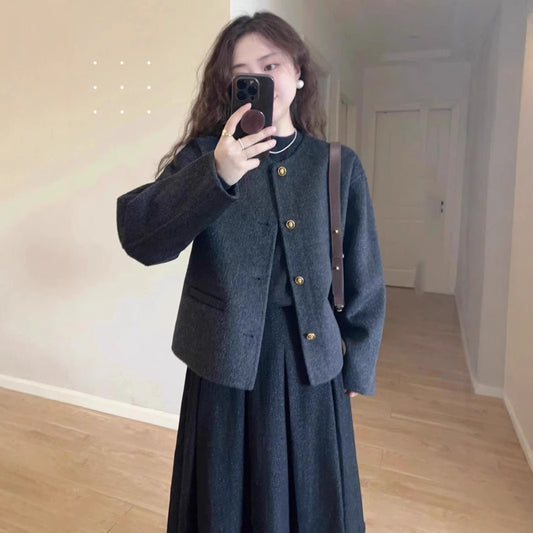 Loose Woolen Coat Short Woolen Overcoat