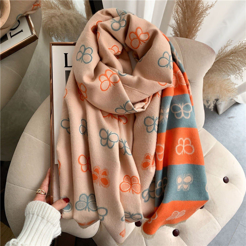 Double-sided Artificial Cashmere Scarf Thickened