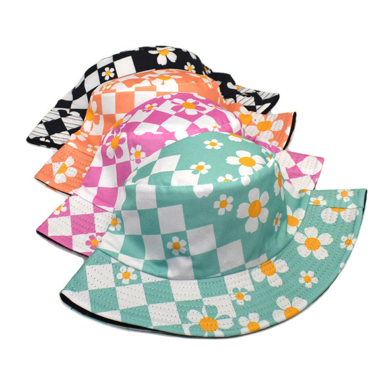 Korean Style Chessboard Plaid Spring And Summer New Bucket Hat Sun-proof