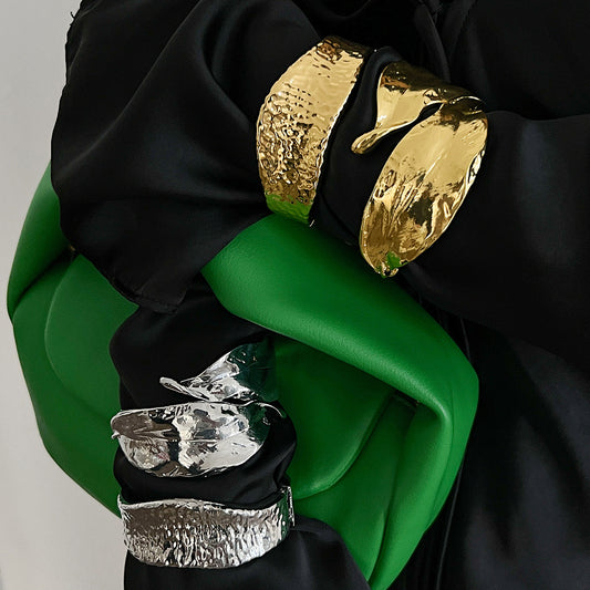 Irregular Leaf Wide Cuff Bracelet
