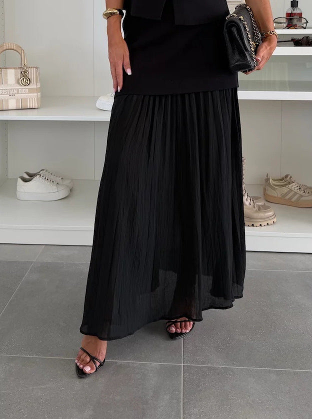 Elegant Knitted Vest with Loose Skirt