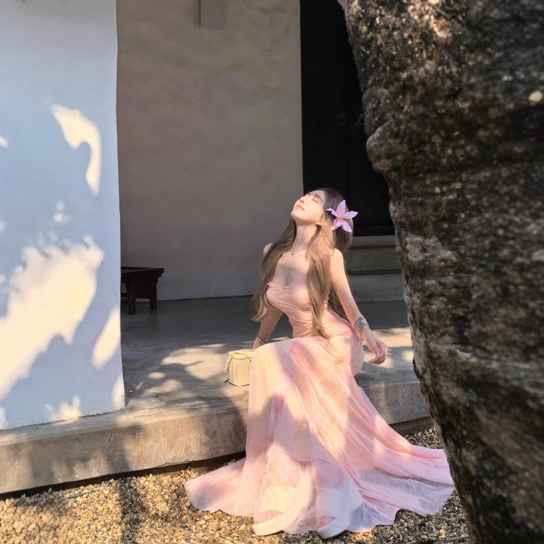 Printed Strap Mermaid Dress