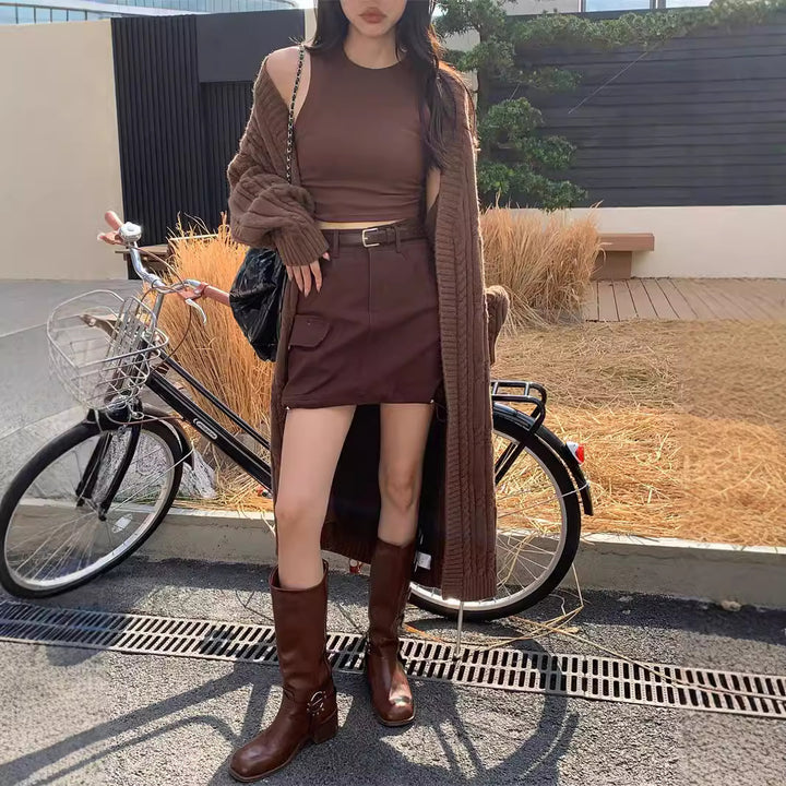 Women's Long Sweater Cardigan Thickened Twist Knitted Coat