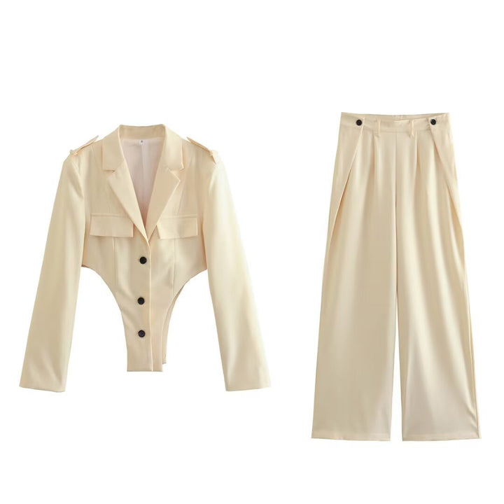 Elegant Blazer Top with Suit Pants