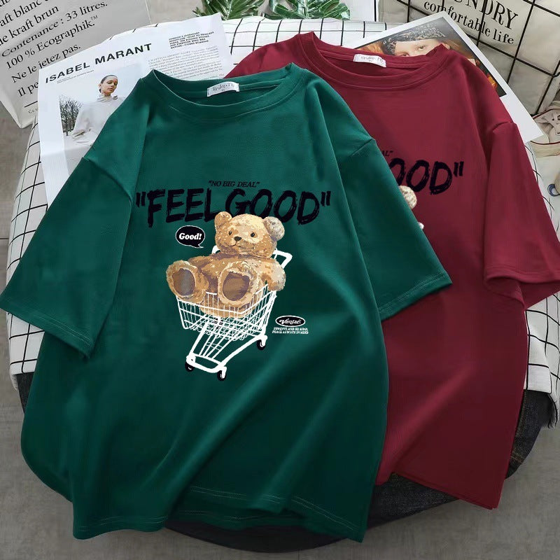 Cartoon Bear Short-sleeved T-shirt Women's Loose Top