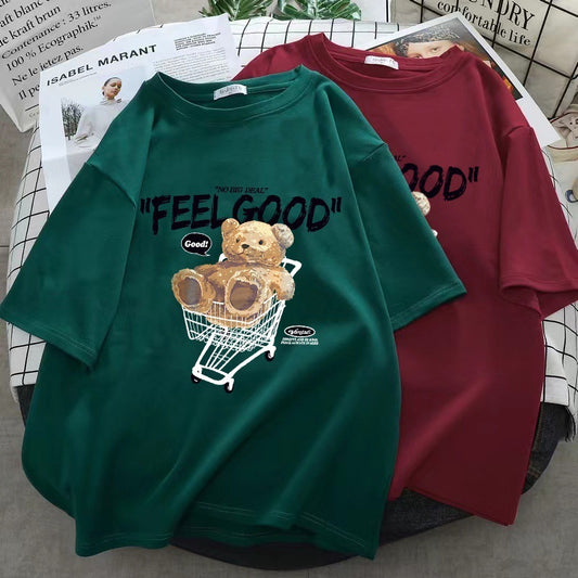 Cartoon Bear Short-sleeved T-shirt Women's Loose Top