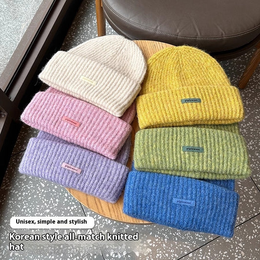 Girls Loose Design Woolen Cap Slimming Face-looking Small Warm Hat