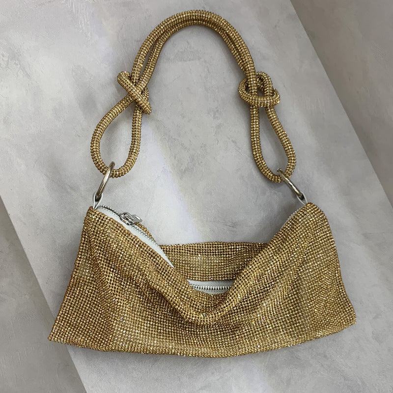 2mm New Women's Bag Rhinestone Bag With Diamonds One Shoulder Portable Diamond Underarm Bag