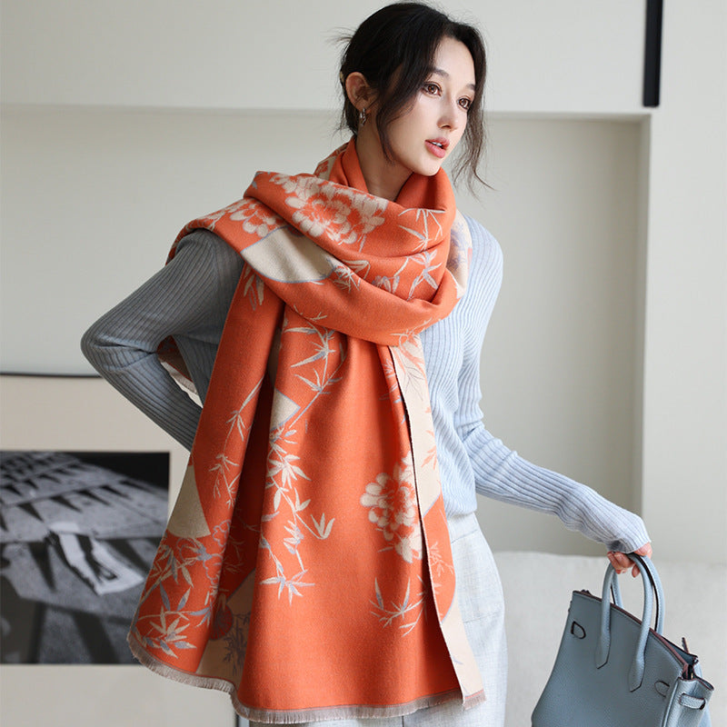 Age-reducing Yellow Cashmere-like Thick Warm Scarf