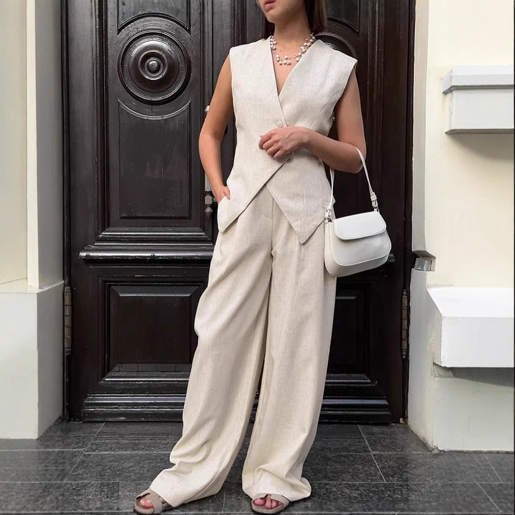 Elegant Wide-Leg Pants Two-Piece