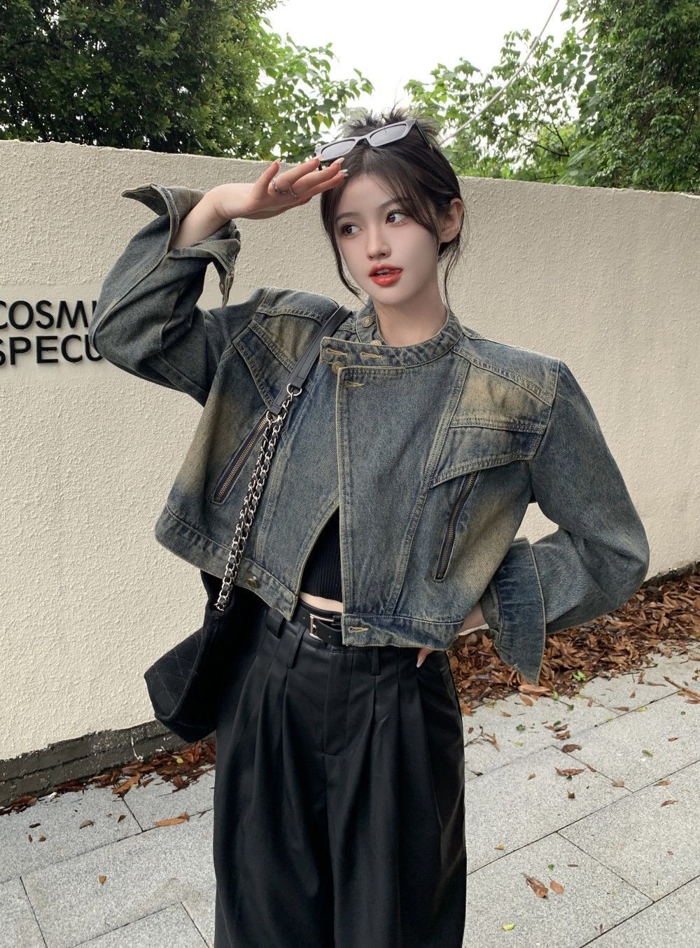 Trendy Upscale Retro Stand Collar Denim Coat