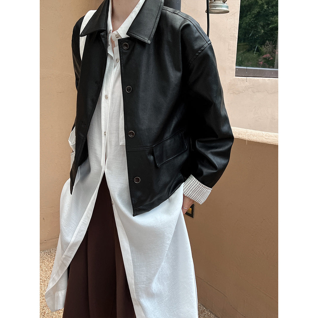 Classic Rebel PU Leather Contrast Jacket