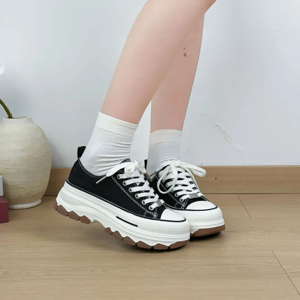Lace-Up Canvas Platform Sneakers