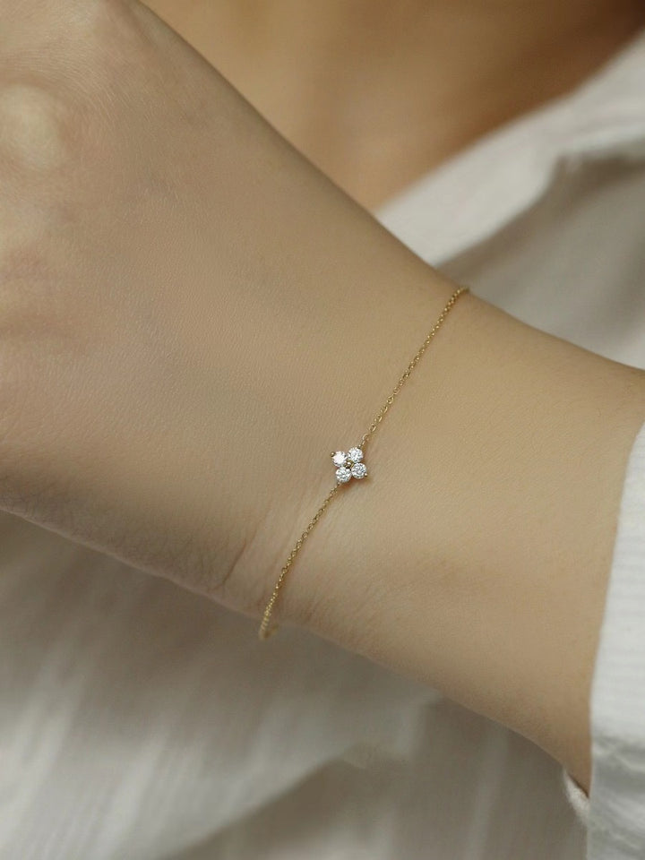Gold Plated Sterling Silver Flower Bracelet