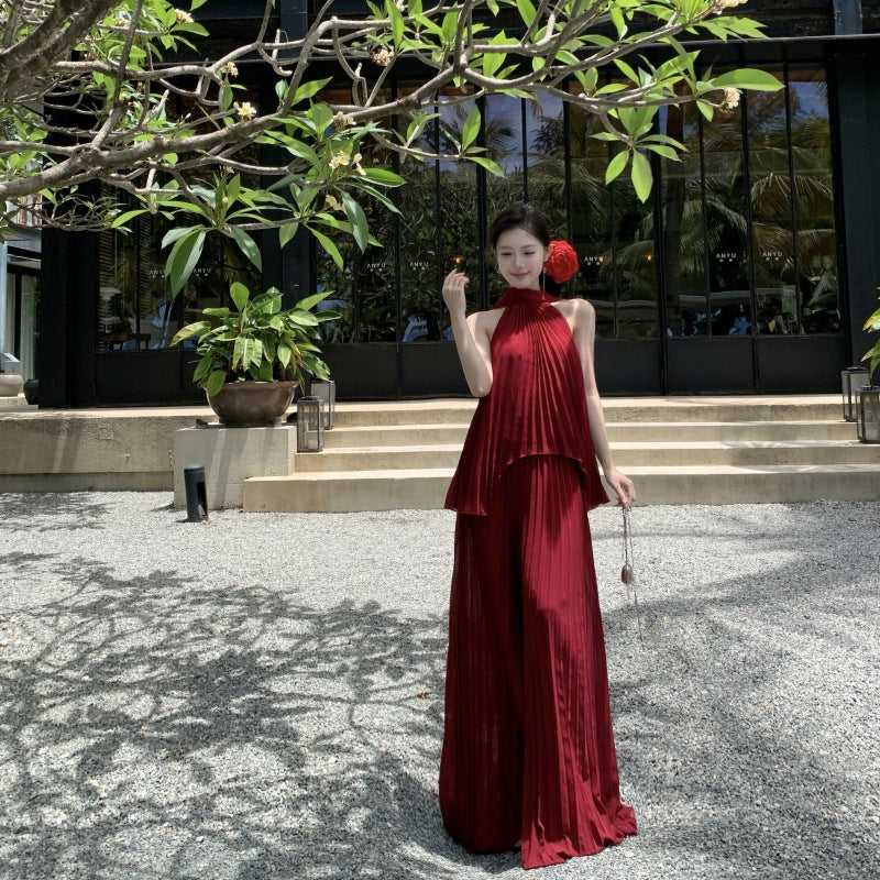 Elegant pink two piece off shoulder set
