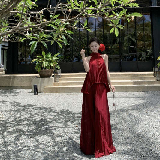 Elegant pink two piece off shoulder set