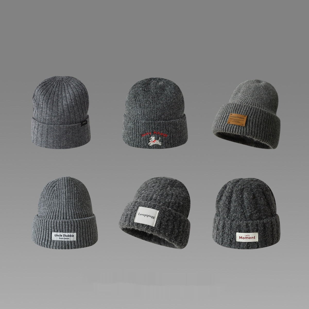 Gray Wool Beret Female Warm Knitted Hat