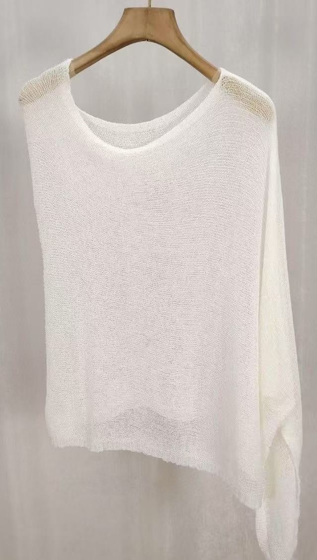 Irregular Cape And Shawl Sun Protection Shirt Women's Season Knitwear Top