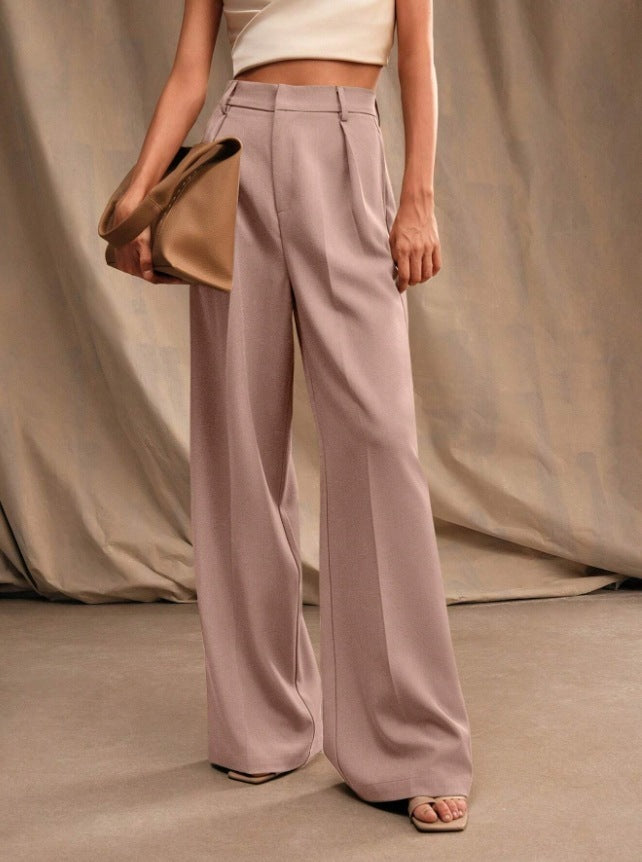 Women's Slimming Casual Draping Suit Pants Loose High Waist Wide Leg Trousers
